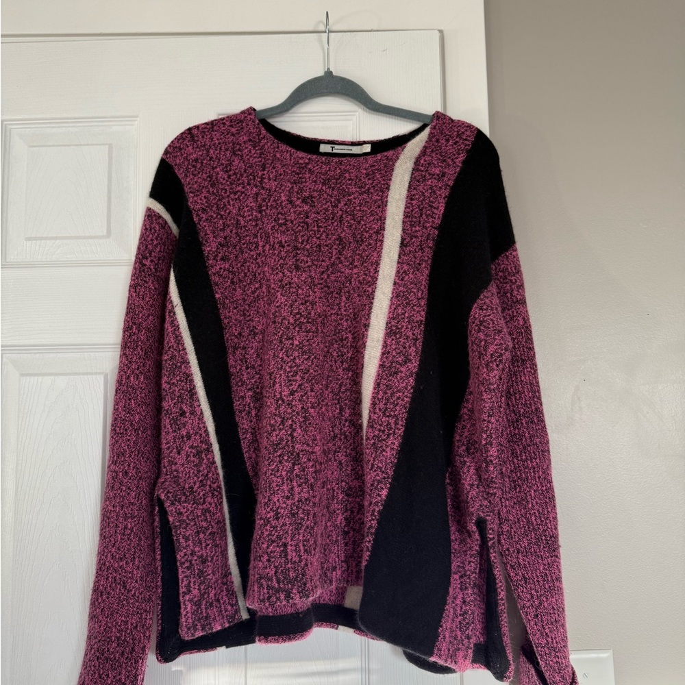 T Alexander Wang Wool Angora Fur Blend Pink Oversized Chunky Sweater